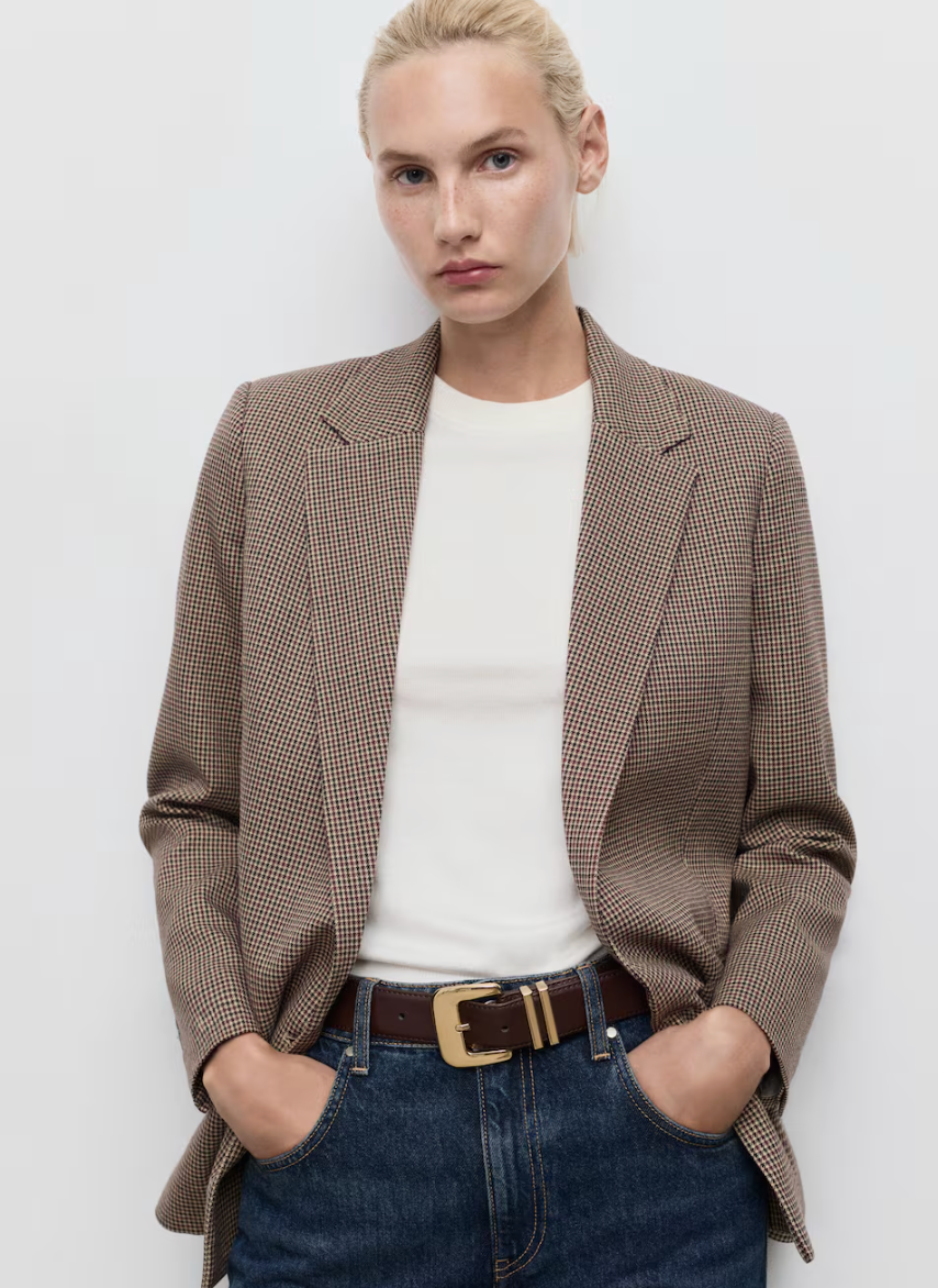 ORIGINAL-MANGO Micro houndstooth double-breasted blazer