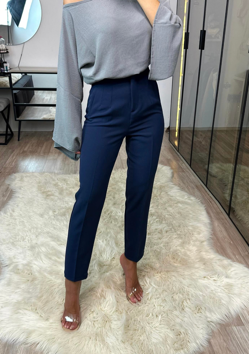 Navy blue high-waist zara DESGIN trouser