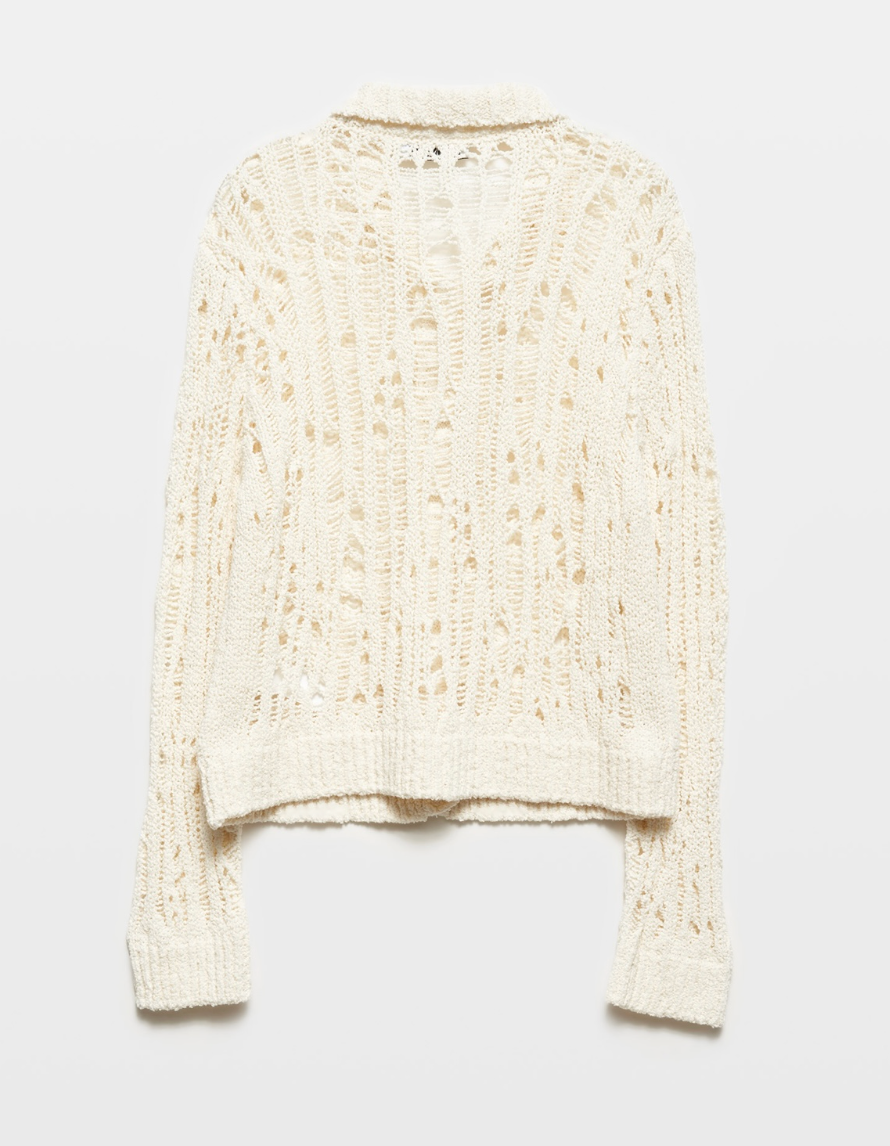 Pearl Buttoned Knitwear Cardigan-OFF WHITE
