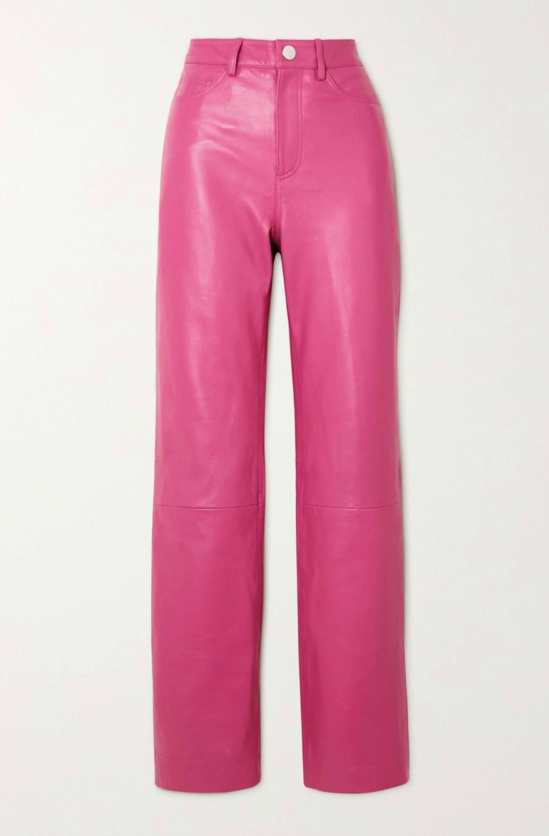 Lynn leather straight-leg pants matching perfect with choclate brown & green