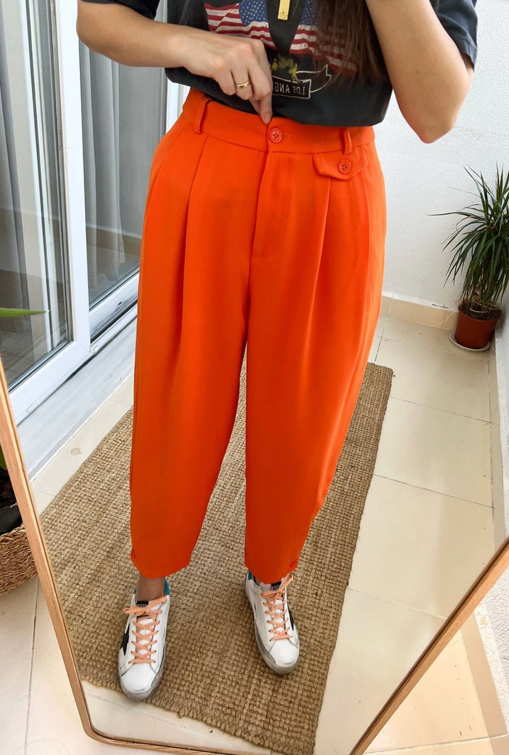 Orange Button-Up Baggy Trouser