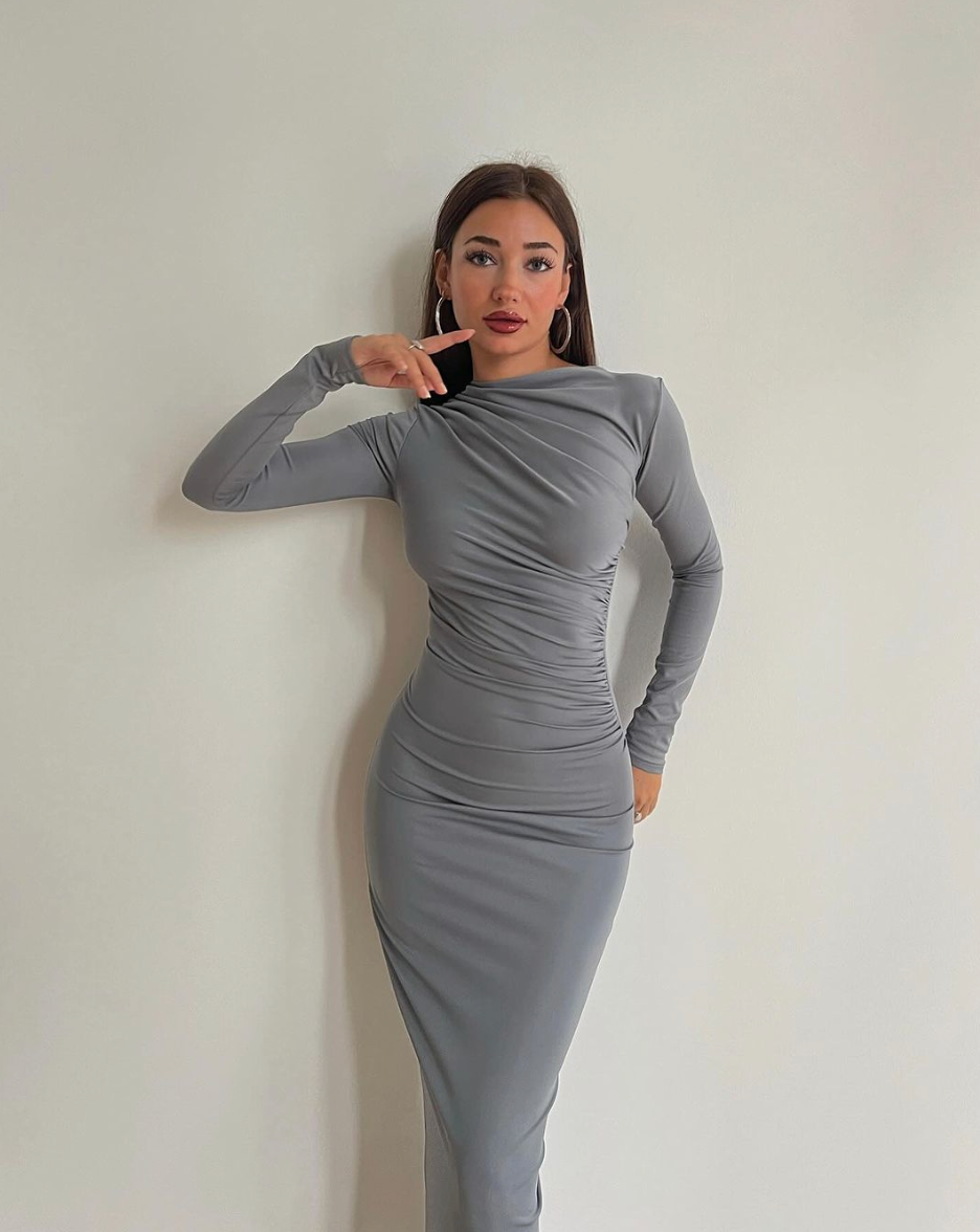 Body shaper side dreapped dress