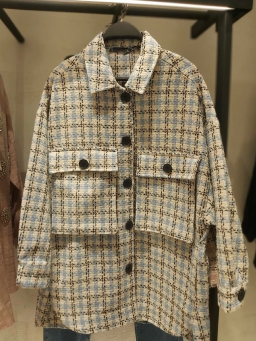 - Blue oversized heavy winter jacket