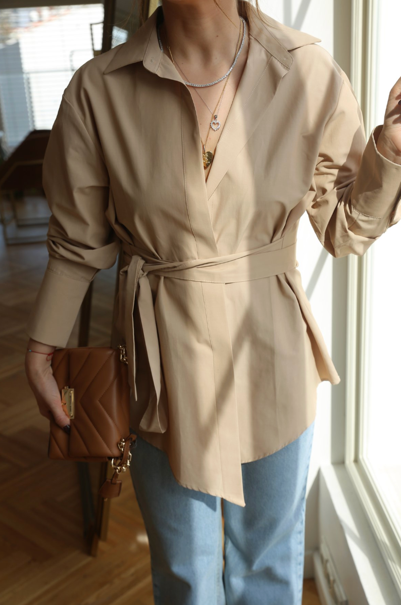 wrap-up Oversized beige shirt