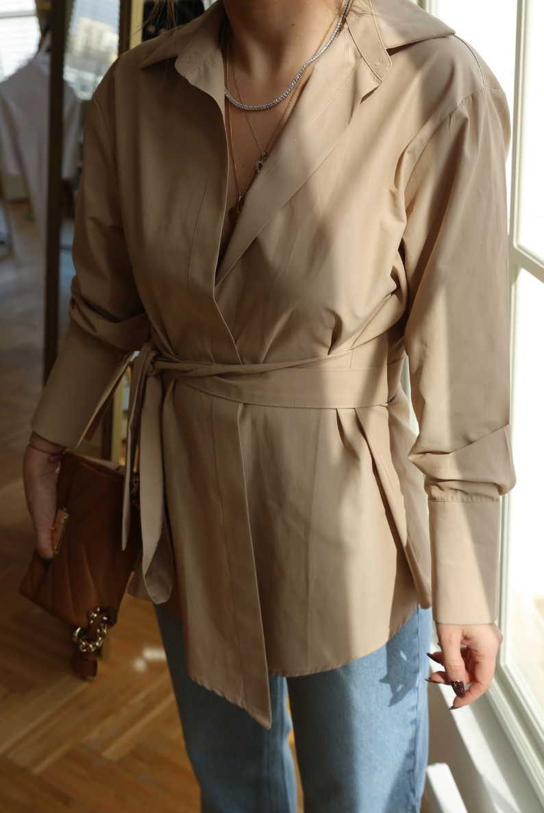 wrap-up Oversized beige shirt