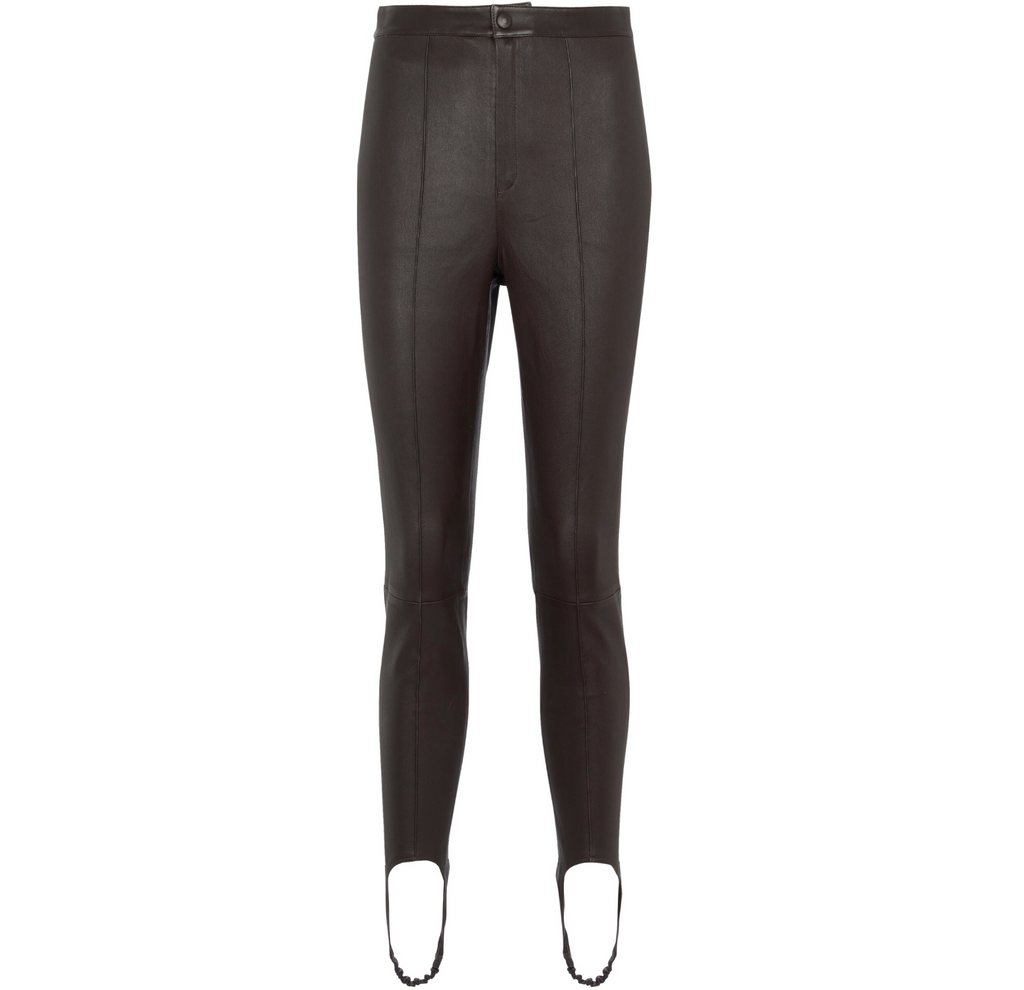 Stirrup leather chocolate brown leather pants