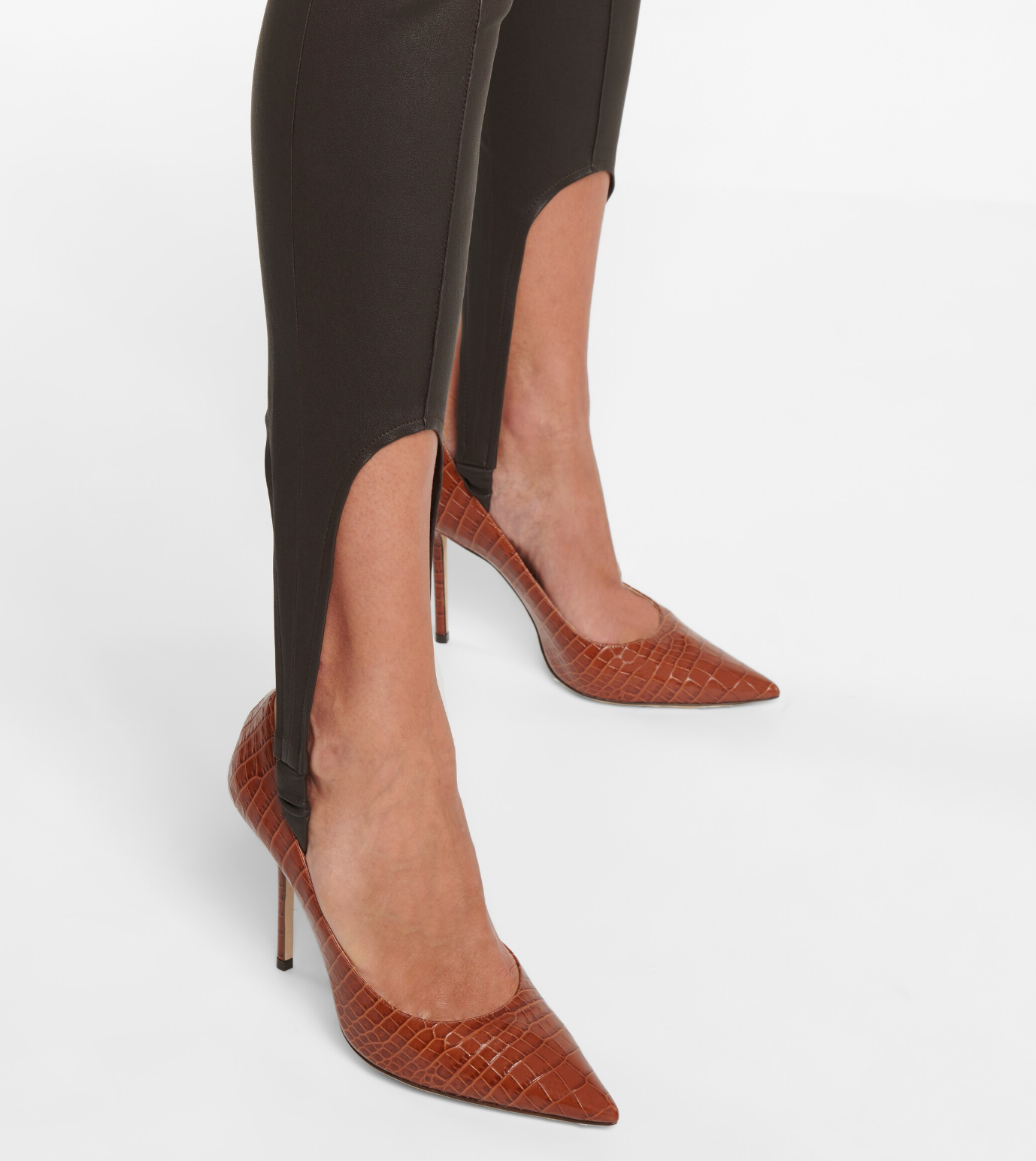 Stirrup leather chocolate brown leather pants