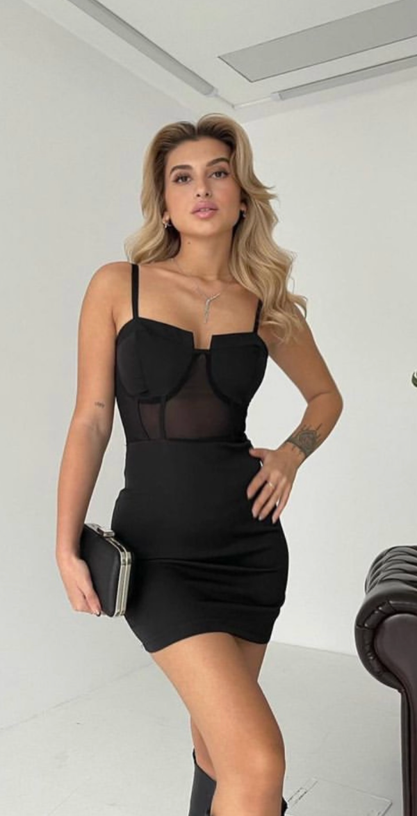 Cut . Middle line transparent dress