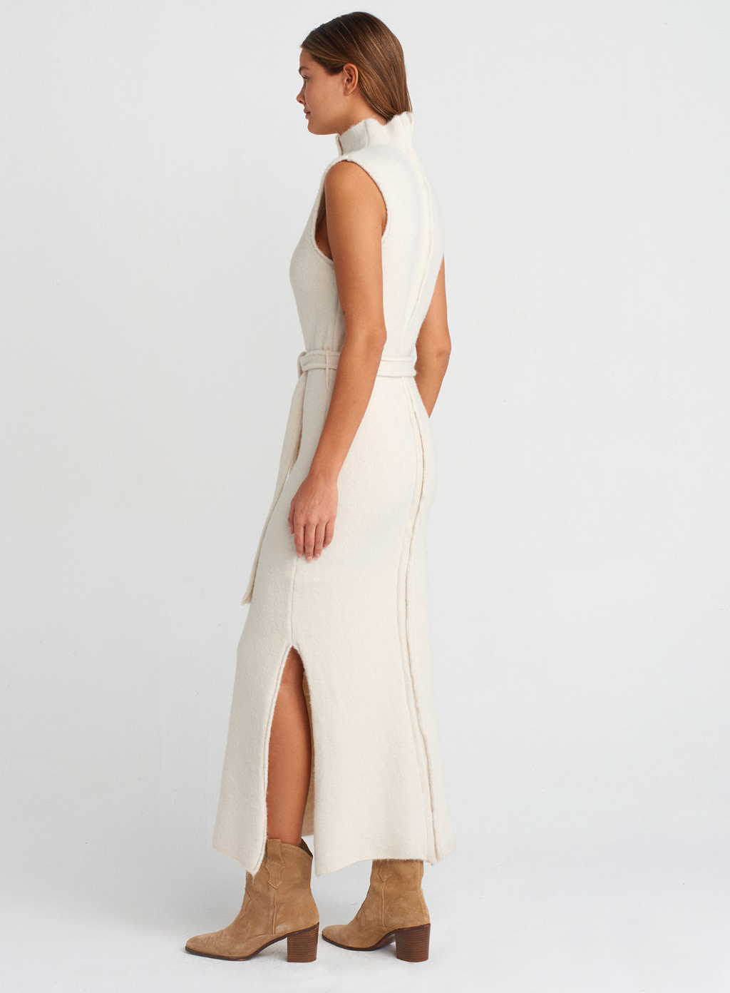 belted Knit-midi-dress