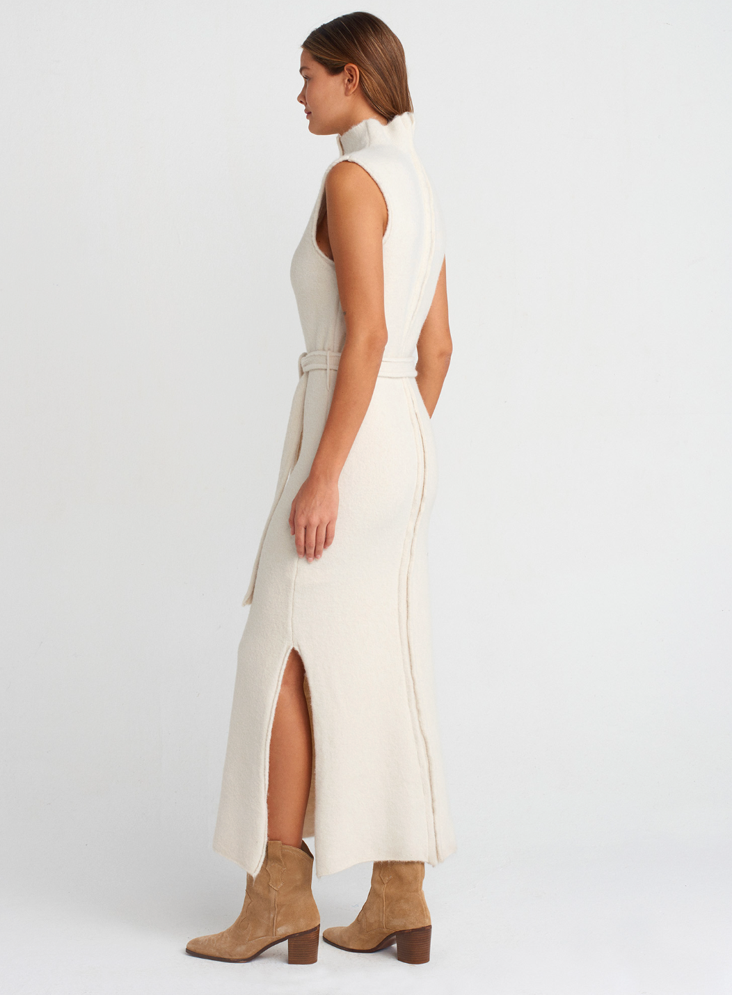 belted Knit-midi-dress