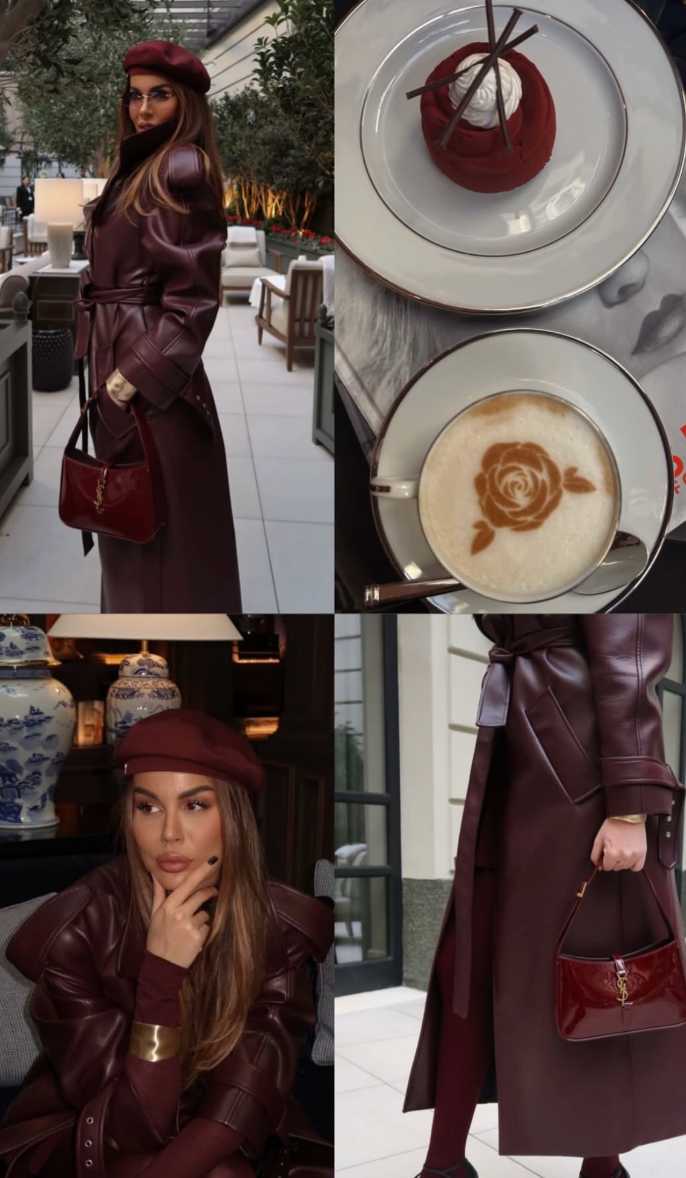 Premium Genuine leather Long coat - Bordo - BY ORDER
