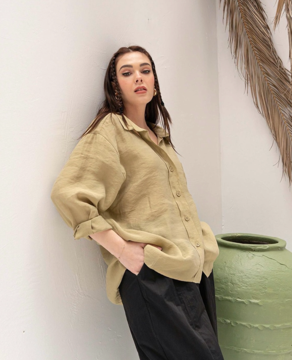Off shoulder oversized shirt