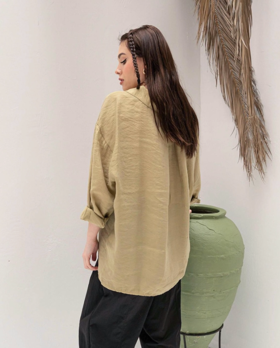 Off shoulder oversized shirt