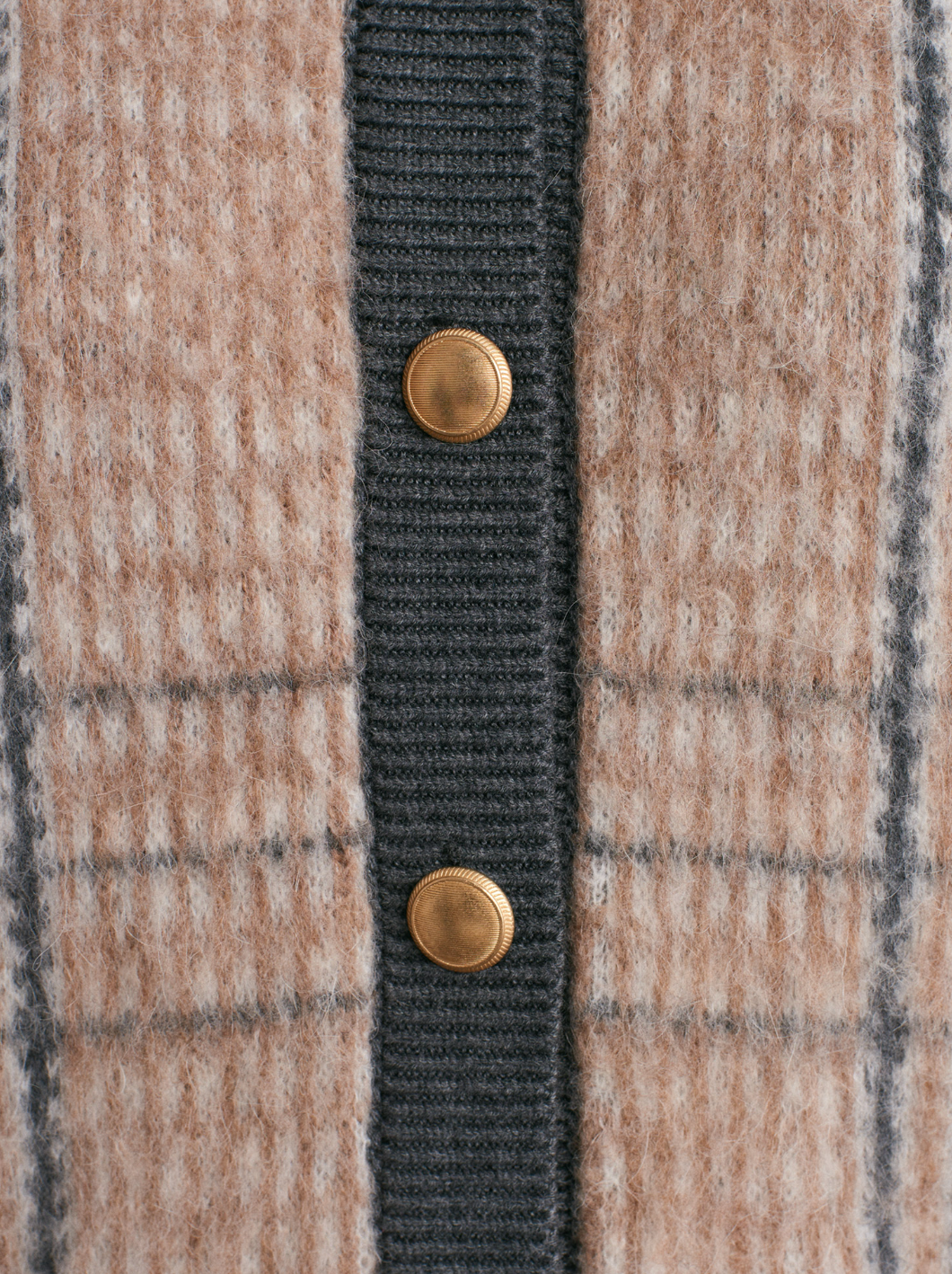 Patterned Rose Gold Buttoned Knitwear Cardigan