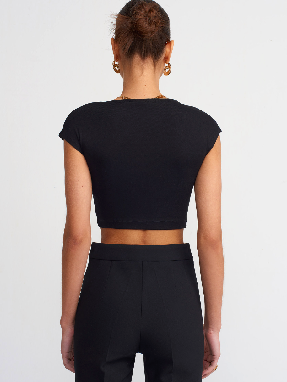 Cotton and Modal Blend Crop Top-Pink
