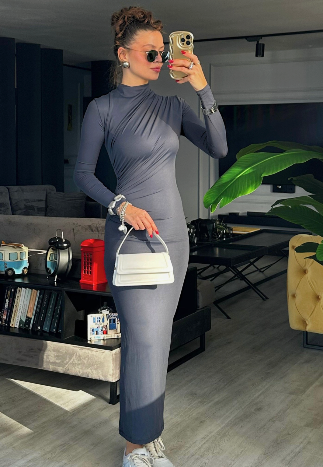 Body shaper side dreapped dress