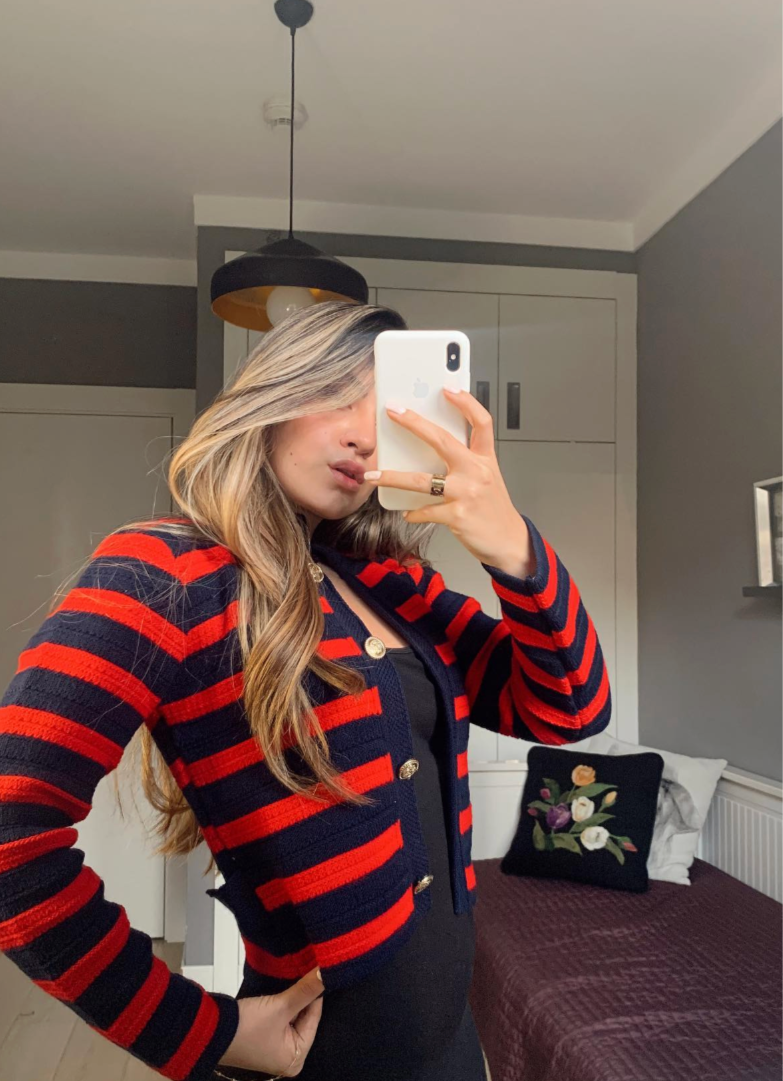 massimo dutti knit-wear navy blue x red